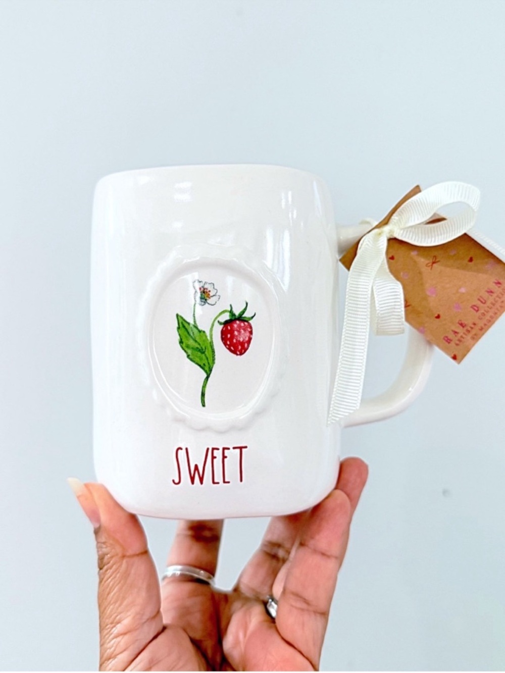Rae Dunn ‘SWEET’ Strawberry White and Red Ceramic Mug